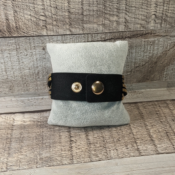 A12 Gold Disco Ball Wrap Bracelet Black Suede Metallic Crystal Rhinestone - Picture 6 of 12